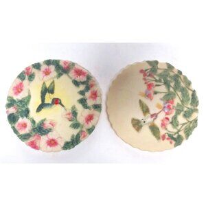 Hummingbird Plates decorative Collector Embossed 3D VTG '97 Popular Imports EUC